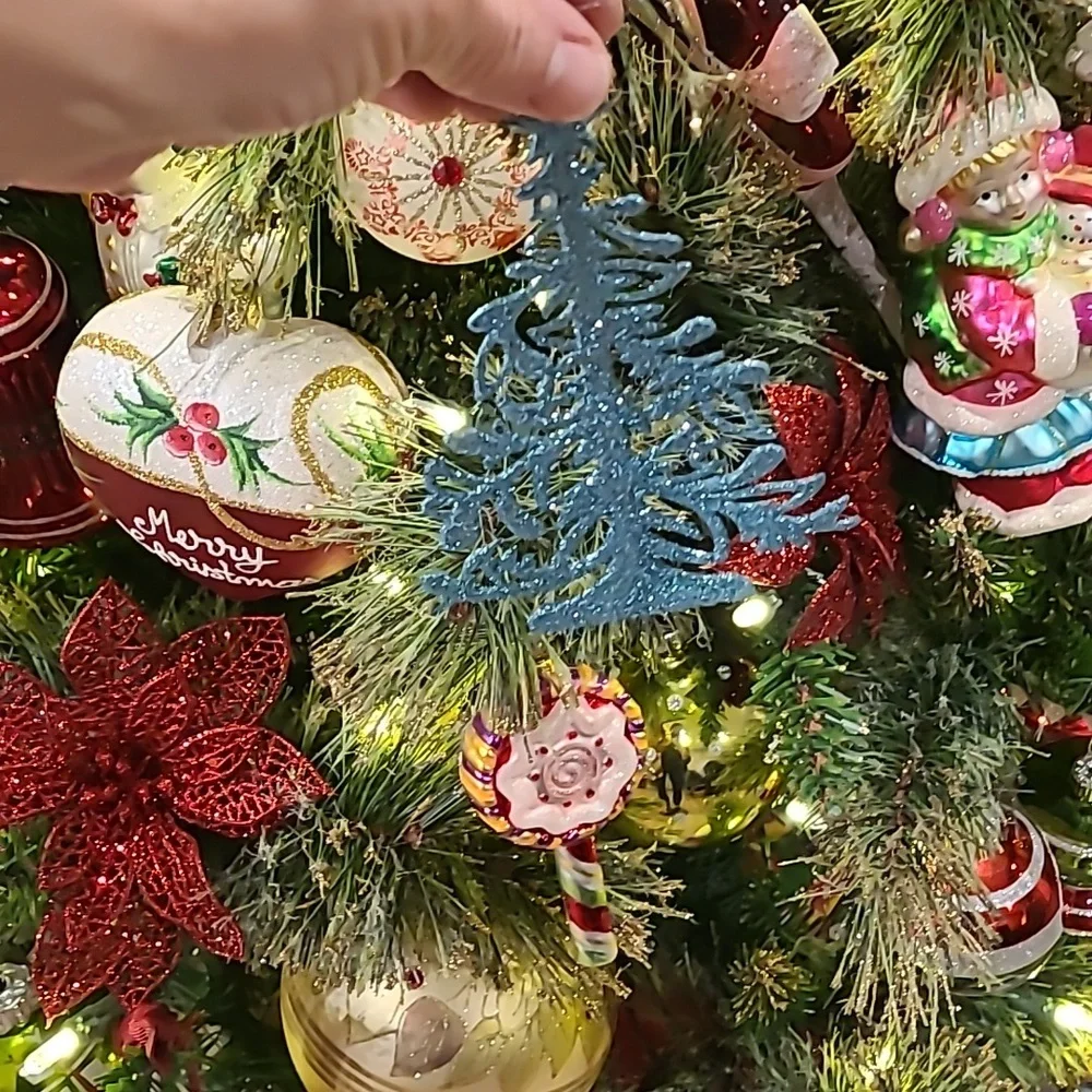 Pier 1 Imports Like New Turquoise Teal Glitter Trees